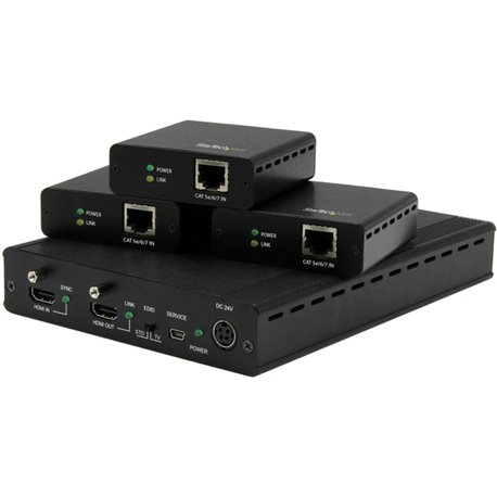 StarTech.com 3 Port HDBaseT Extender Kit with 3 Receivers - 1x3 HDMI over CAT5e/CAT6 Splitter - 1-to-3 HDBaseT Distribution Syst