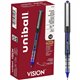 uniball Vision Rollerball Pens - Micro Pen Point - 0.5 mm Pen Point Size - Blue - 1 Dozen