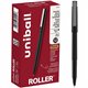 uniball Roller Rollerball Pen - Micro Pen Point - 0.5 mm Pen Point Size - Black Water Based Ink - Black Stainless Steel Barrel -