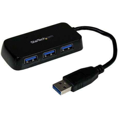 StarTech.com Portable 4 Port SuperSpeed Mini USB 3.0 Hub - 5Gbps - Black - Add four USB 3.0 ports to your notebook or Ultrabook 