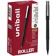 uniball Roller Rollerball Pen - Micro Pen Point - 0.5 mm Pen Point Size - Blue Water Based Ink - Black Stainless Steel Barrel - 