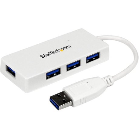 StarTech.com Portable 4 Port SuperSpeed Mini USB 3.0 Hub - 5Gbps - White - Add four external USB 3.0 ports to your notebook or U