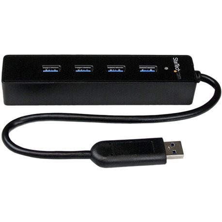 StarTech.com 4 Port Portable SuperSpeed USB 3.0 Hub with Built-in Cable - 5Gbps - Add four external USB 3.0 ports to your notebo