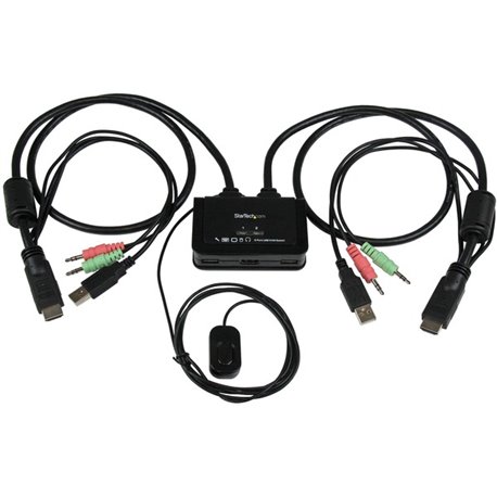 StarTech.com 2 Port USB HDMI Cable KVM Switch with Audio and Remote Switch &acirc&euro" USB Powered - Control two HDMI, USB equi