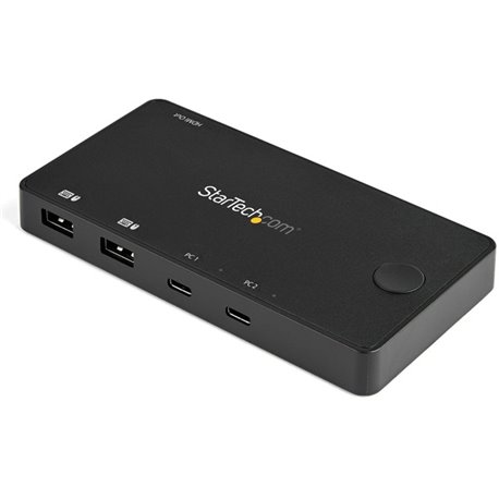 StarTech.com 2 Port USB C KVM Switch - 4K 60Hz HDMI - Compact UHD Desktop KVM Switch w/USB Type C Cables - Bus Powered MacBook T