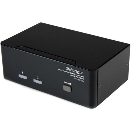 StarTech.com 2 Port Dual DVI USB KVM Switch w/ Audio & USB Hub - Share a keyboard, mouse and dual DVI displays/monitors between 