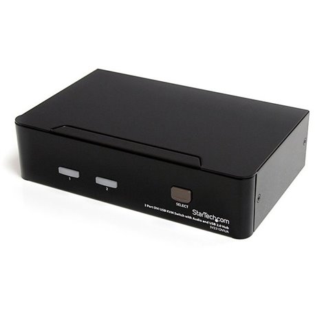 StarTech.com 2 Port DVI + USB KVM Switch with Audio - KVM switch - USB 2.0 Hub - 2 ports - 1 local user - 1U - Share keyboard, m