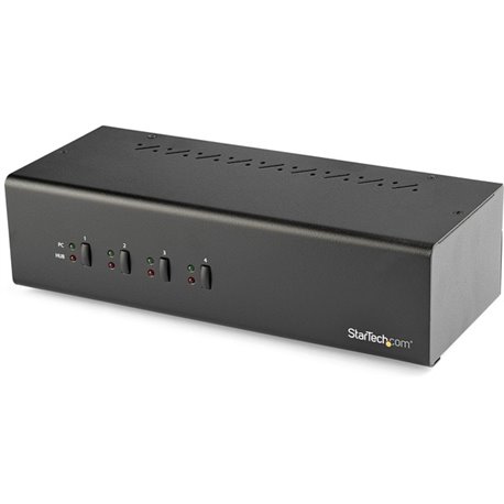 StarTech.com 4 Port Dual Monitor DVI KVM Switch - Dual Screen Display Compact USB KVM Switch with USB 3.0 Hub & Audio - TAA Comp