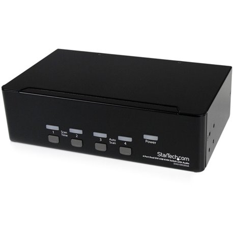 StarTech.com 4 Port Dual DVI USB KVM Switch w/ Audio & USB Hub - Share a keyboard, mouse and dual DVI displays/monitors between 