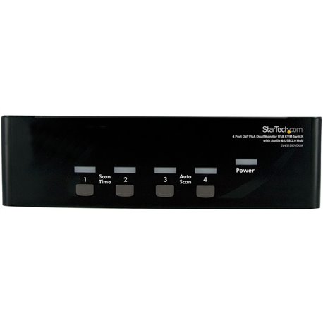 StarTech.com 4 Port DVI VGA Dual Monitor KVM Switch with Audio & USB Hub - Share a keyboard and mouse as well as 1 VGA and 1 DVI