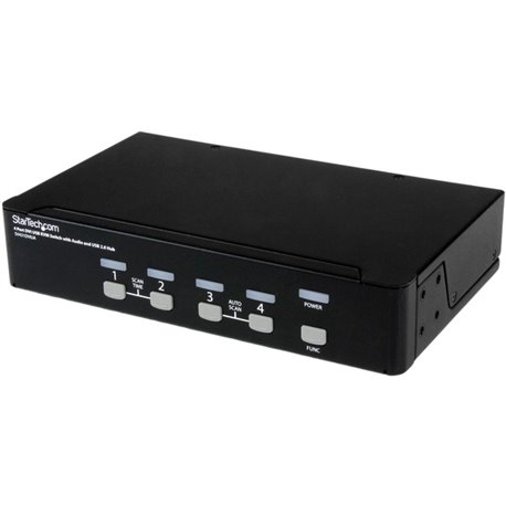 StarTech.com 4 Port DVI + USB KVM Switch with Audio - KVM switch - USB 2.0 Hub - 2 ports - 1 local user - 1U - Share keyboard, m