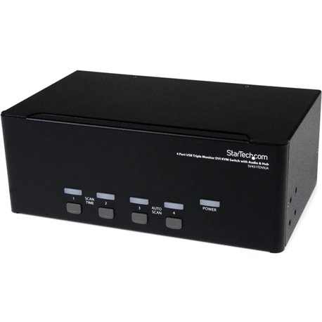 StarTech.com 4 Port Triple Monitor DVI USB KVM Switch with Audio & USB 2.0 Hub - Switch between four triple head computers, whil