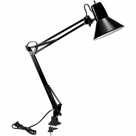 Bostitch Swing Arm Desk Lamp with Clamp, Black - 9 W LED Bulb - Swivel Arm, Flicker-free, Glare-free Light, Durable, Eco-friendl