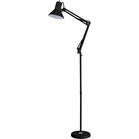 Bostitch Swing Arm Floor Lamp, Black - 72" Height - 9 W LED Bulb - Swivel Arm, Weighted Base, Glare-free Light, Flicker-free, Ad