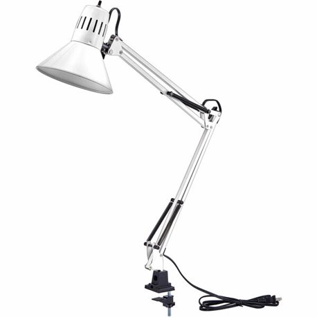 Bostitch Swing Arm Desk Lamp with Clamp, White - 9 W LED Bulb - Swivel Arm, Flicker-free, Glare-free Light, Durable, Eco-friendl