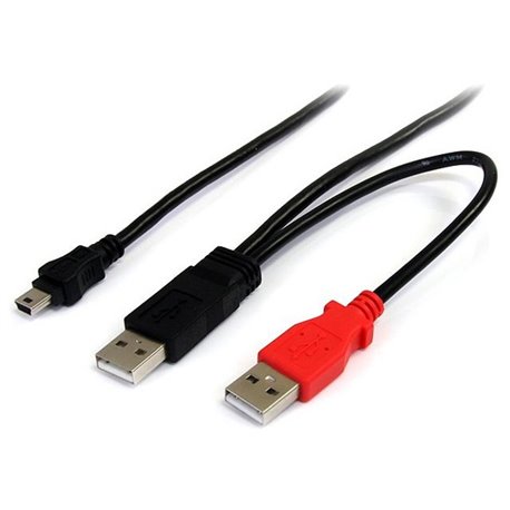 StarTech.com 1ft USB Y Cable for External Hard Drive - Connect and power your external mini-USB equipped hard drive through two 