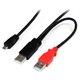 StarTech.com 1 ft USB Y Cable for External Hard Drive - Dual USB A to Micro B - A single USB external hard drive cable that prov