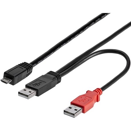 StarTech.com 3 ft USB Y Cable for External Hard Drive - Dual USB A to Micro B - A single USB external hard drive cable that prov