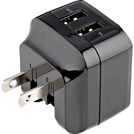 StarTech.com Travel USB Wall Charger - 2 Port - Black - Universal Travel Adapter - International Power Adapter - USB Charger - C