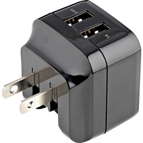 StarTech.com 2 Port USB Wall Charger, 17W Wall Charger Hub (2.4A & 1A port), Dual USB-A Power Adapter, Portable Charger for Phon