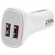 StarTech.com Dual Port USB Car Charger - White - High Power 24W/4.8A - 2 port USB Car Charger - Charge two tablets at once - Cha