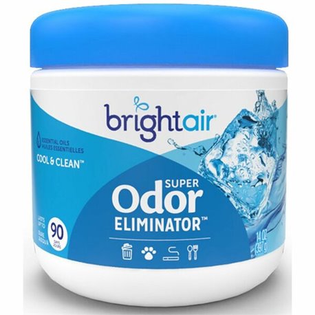 Bright Air Super Odor Eliminator Air Freshener - Gel - 450 ft� - 14 fl oz (0.4 quart) - Cool, Clean - 60 Day - 1 Each