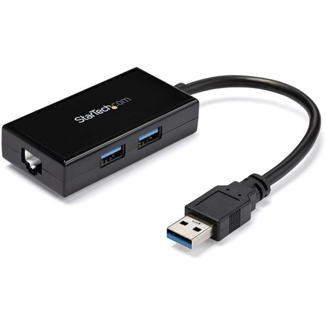 StarTech.com USB 3.0 to Gigabit Network Adapter with Built-In 2-Port USB Hub - Native Driver Support (Windows, Mac and Chrome OS