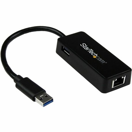 StarTech.com USB 3.0 to Gigabit Ethernet Adapter NIC w/ USB Port - Black - Add a Gigabit Ethernet port and a USB 3.0 pass-throug