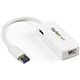 StarTech.com USB 3.0 to Gigabit Ethernet Adapter NIC w/ USB Port - White - Add a Gigabit Ethernet port and a USB 3.0 pass-throug