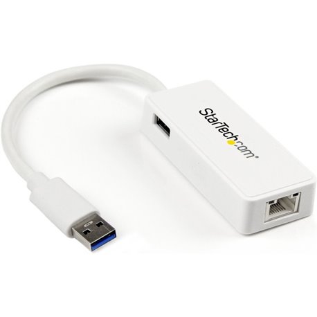 StarTech.com USB 3.0 to Gigabit Ethernet Adapter NIC w/ USB Port - White - Add a Gigabit Ethernet port and a USB 3.0 pass-throug