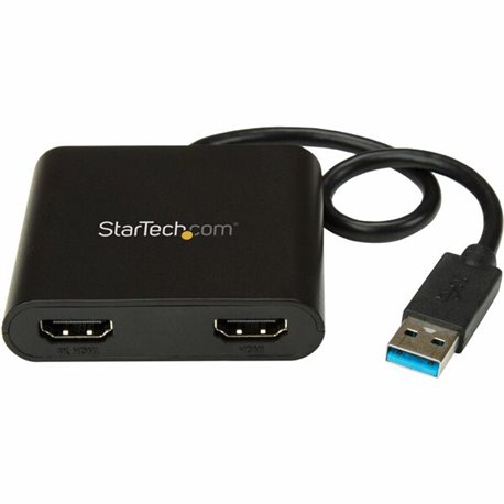 StarTech.com USB 3.0 to Dual HDMI Adapter, 1x 4K & 1x 1080p, External Graphics Card, USB Type-A Dual Monitor Display Adapter, Wi