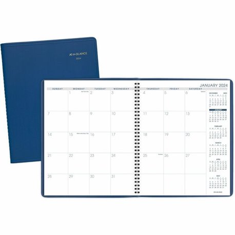 At-A-Glance Executive Padfolio - Monthly - 13 Month - January 2024 - January 2025 - 1 Month Double Page Layout - 9" x 11" White 