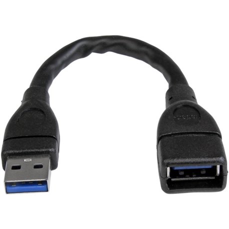 StarTech.com 6in Black USB 3.0 (5Gbps) Extension Adapter Cable A to A - M/F - Extend the reach of your USB 3.0 port by 6 inches 