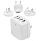 StarTech.com Travel USB Wall Charger &acirc&euro" 4 Port &acirc&euro" White &acirc&euro" Universal Travel Adapter &acirc&euro" I