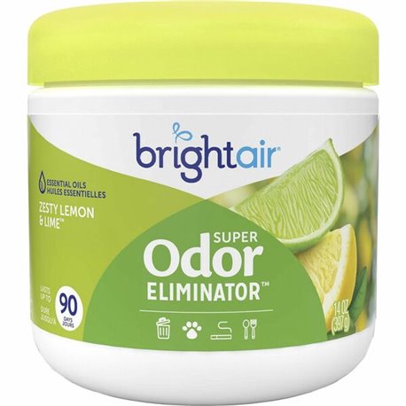 Bright Air Zesty Lemon Super Odor Eliminator - 14 fl oz (0.4 quart) - Lemon, Zesty Lemon - 60 Day - 1 Each - Odor Neutralizer, L