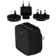 StarTech.com Travel USB Wall Charger &acirc&euro" 4 Port &acirc&euro" Black &acirc&euro" Universal Travel Adapter &acirc&euro" I