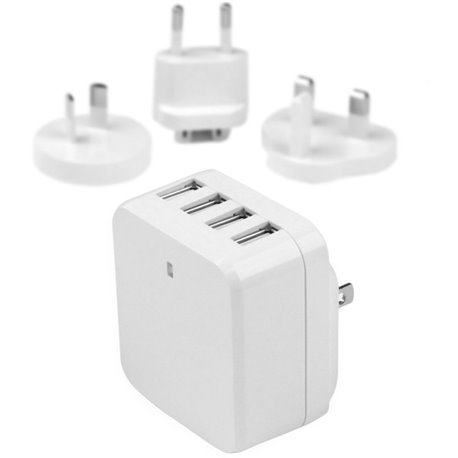 StarTech.com Travel USB Wall Charger &acirc&euro" 4 Port &acirc&euro" White &acirc&euro" Universal Travel Adapter &acirc&euro" I