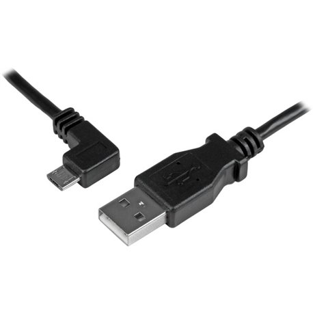 StarTech.com 1m 3 ft Left Angle Micro-USB Charge-and-Sync Cable M/M - USB 2.0 A to Micro-USB - 30/24 AWG - Charge power-hungry m