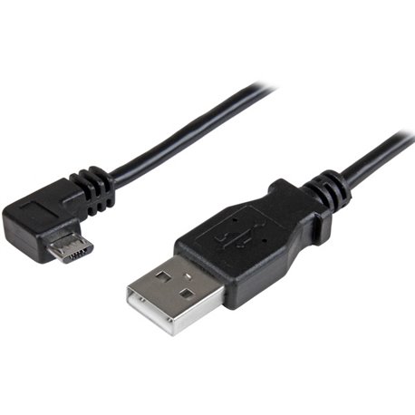 StarTech.com 1m 3 ft Right Angle Micro-USB Charge-and-Sync Cable M/M - USB 2.0 A to Micro-USB - 30/24 AWG - Charge power-hungry 