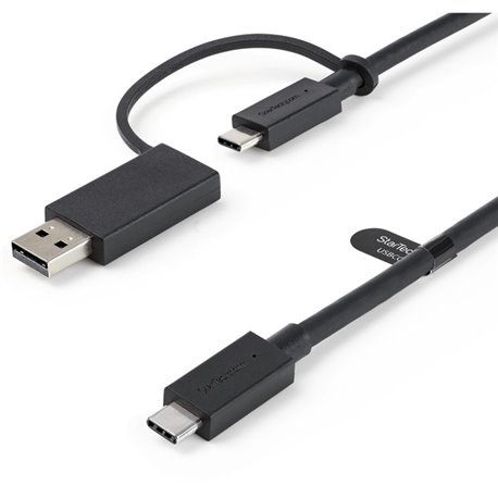 StarTech.com 3ft/1m USB-C Cable with USB-A Adapter Dongle, USB-C to C (10Gbps/PD), USB-A to C (5Gbps), 2-in-1 USB C Cable for Hy