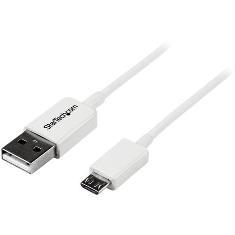 StarTech.com 1m White Micro USB Cable - A to Micro B - Charge or sync your Micro USB devices, with this high-quality white USB 2