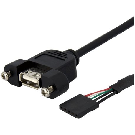 StarTech.com 1 ft Panel Mount USB Cable - USB A to Motherboard Header Cable F/F - Connect a panel-mountable USB port to your mot