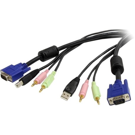 StarTech.com 4-in-1 USB VGA KVM Cable - Audio and Microphone - Keyboard / video / mouse / audio cable - 4 pin USB Type A, HD-15,