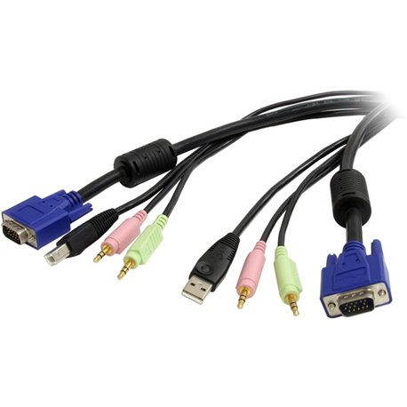 StarTech.com 6 ft 4-in-1 USB VGA KVM Switch Cable with Audio - Connect high resolution VGA video, USB, audio and microphone all 