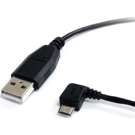 StarTech.com 1 ft Micro USB Cable - A to Left Angle Micro B - Charge or sync your Micro-B USB devices with the cable out of the 