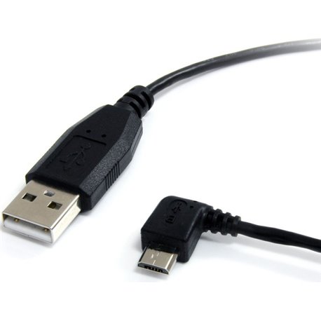 StarTech.com 3 ft Micro USB Cable - A to Left Angle Micro B - Charge or sync your Micro-B USB devices with the cable out of the 