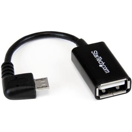 StarTech.com 5in Right Angle Micro USB to USB OTG Host Adapter M/F - Connect your USB On-The-Go capable tablet computer or Smart