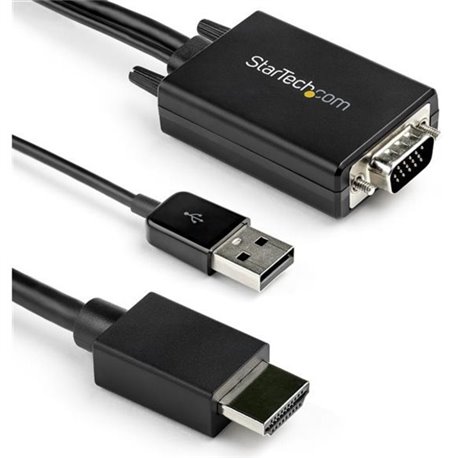 StarTech.com 2m VGA to HDMI Converter Cable with USB Audio Support - 1080p Analog to Digital Video Adapter Cable - Male VGA to M