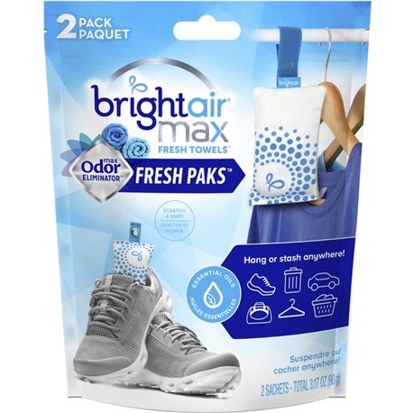 Bright Air Fresh Pak Sachets - Sachet - Fresh - 2 / Pack - Odor Neutralizer, Phthalate-free, Paraben-free, Formaldehyde-free, NP