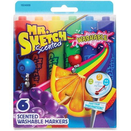 Mr. Sketch Scented Markers - Narrow, Medium, Broad Marker Point - Chisel Marker Point Style - Blue, Green, Orange, Purple, Red, 